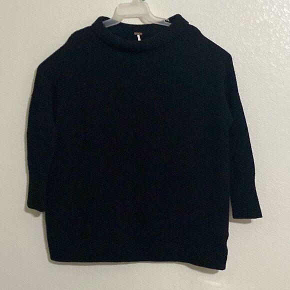 FREE PEOPLE Women’s Black Knitted Cotton/Nylon/Elastane Blend Oversized Sweater - Picture 6 of 9